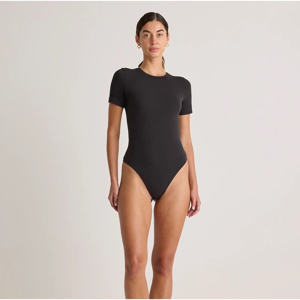 NEW QUINCE Second Skin T-Shirt Bodysuit Black 8b